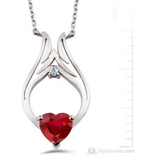 Bella Gloria Altın Kaplamalı Pırlanta Kırmızı Kuartz "Meleğim" Kanat Kolye (GPK0009)