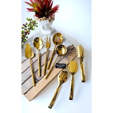 Özbience Şık 8 Parça Gold Servis ve Maşa Seti, Zarif Sunumlar Için Idealdir