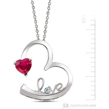 Bella Gloria Altın Kaplamalı Kırmızı Kuartz "Kalbim Seninle" Pırlanta Kolye (Gpk0013)