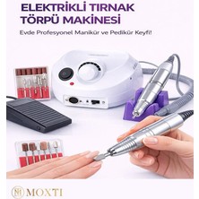 Moxti Elektrikli Profesyonel Tırnak Törpü Makinesi – Manikür & Pedikür Frezesi, 25.000 Rpm, Çift Yönlü