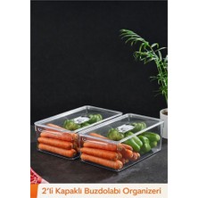 Patulya Aksesuar 2’li Kapaklı Buzdolabı Organizeri 325X200X100 mm | Şeffaf Düzenleyici Saklama Kutusu