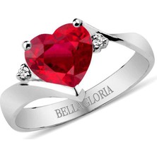 Bella Gloria Altın Kaplamalı Pırlanta Kırmızı Kuartz  Aşk Yüzüğü