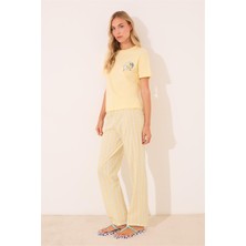 Women Secret Sarı Snoopy Baskılı Pijama Takımı