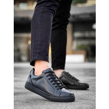 Zapatos Kb-Bx1 Erkek Günlük Bağcıklı Cilt Spor Sneaker Ayakkabı Cst - Siyah