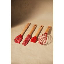 Özbience Yılbaşı Ahşap Saplı 4 Parça Pasta Hazırlık Seti, Şık ve Kullanışlı