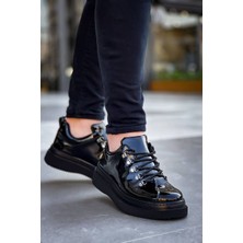 Zapatos Kb-X4 Erkek Günlük Bağcıklı Rugan Spor Sneaker Ayakkabı Rst - Siyah