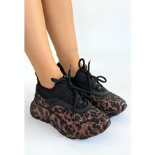 Değirmen Grup Rimay Kahverengi Leopar Boncuk Işlemeli Spor Ayakkabı - Lisinya