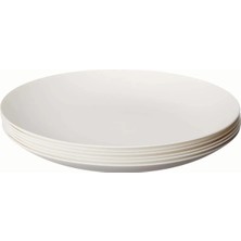 Özbience 6'lı Beyaz Melamin Büyük Boy Servis Tabağı, 24CM, Günlük Kullanım