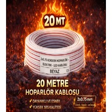Inteknoloji 20 Metre Elektrik - LED - Hoparlör Kablosu 2x0.75 mm – Dayanıklı ve Esnek Beyaz Kordon Kablo