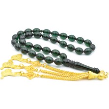 Murty99 Usta İşi Sarı Püsküllü Lacivert Sıkma Kehribar Tesbih Iri Boy