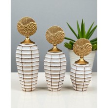 Altın Kapaklı Üçlü Kareli Seramik Set