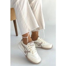 Değirmen Grup Zlay Bej Cilt Vizon Detaylı Bağcıklı Spor Ayakkabı - Lisinya