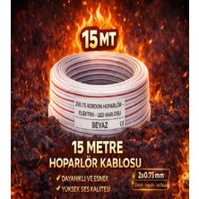 İnteknoloji Inteknoloji 15 Metre Elektrik - LED - Hoparlör Kablosu 2x0.75 mm – Dayanıklı ve Esnek Beyaz Kordon Kablo