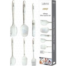 Özbience 6'lı Gri Mermer Silikon Spatula Seti, Isıya Dayanıklı ve Yapışmaz