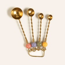 Özbience Renkli Pirinç Ölçü Kaşık Seti, 5X12X3 Cm, Çelik Malzeme