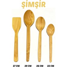 Özbience Doğal Ahşap Kaşık ve Spatula Seti, Şimşir Tahta Mutfak Aksesuarları
