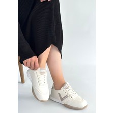 Değirmen Grup Jowen Bej Cilt Vizon Detaylı Bağcıklı Spor Ayakkabı - Lisinya