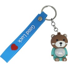 Değirmen Grup Figürlü ve Işıklı Silikon Anahtarlık -  Ayıcık - Turkuaz (Lisinya)