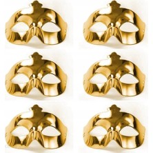 Değirmen Grup Altın Metalize Renk Düz Balo Parti Maskesi 6 Adet - Lisinya