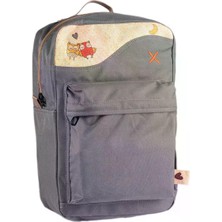 Pisikopat Baykuş Desenli Sanatsal Panelli Canvas Sırt Çantası