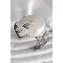 Değirmen Grup Siyah Mermer Desen Akrilik Plaka Vintage Kadın Bilezik - Lisinya