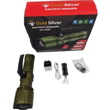 Gold Silver GS-15050 Profesyonel Şarjlı El Feneri – Yüksek Lümen, Uzun Pil Ömrü, Dayanıklı Gövde Yunus Av