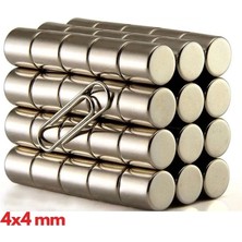 Değirmen Grup 20 Adet 4x4 mm Yuvarlak Neodyum Mıknatıs N35 Güçlü Magnet Nikel Kaplama ( Lisinya )