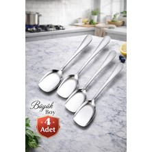 Özbience 4'lü Lüx Paslanmaz Çelik Servis Kaşığı Seti, Büyük Boy Mutfak Araçları