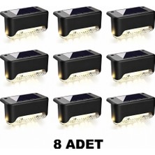 Eser Ticarett Güneş Enerjili LED Köşebent Aydınlatma 8’li Set | Gün Işığı Renk | Solar Duvar Köşe Lambası | Dış Mekan LED