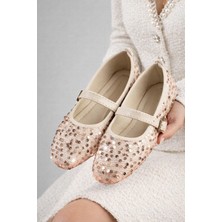 Behtah Kundura Pullu Simli Toka Detaylı Kadın Şık Günlük Babet Ev Babeti