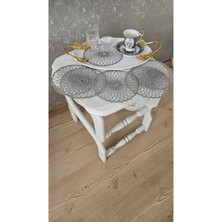 Özbience 6'lı Şık Güpür Tül Peçete Seti, Kahve Yanı Zarif Sunumlar Için