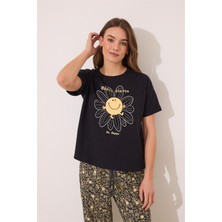 Women Secret Siyah Baskılı Pijama Takımı