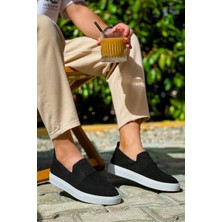 Zapatos KB114 Erkek Günlük Bağcıksız Triko Spor Sneaker Ayakkabı Tbt - Siyah