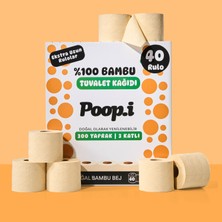 Poop.i %100 Bambu "extra Uzun Rulo" 40 Tuvalet Kağıdı Doğal Bej