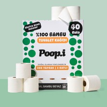 Poop.i %100 Bambu "extra Uzun Rulo" 40 Tuvalet Kağıdı Doğal Beyaz