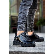 Zapatos KB056 Erkek Günlük Bağcıklı Rugan Spor Sneaker Ayakkabı Rst - Siyah