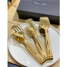 Özbience Altın Renkli Servis ve Sunum Makarna Pasta Kek Maşası 3'lü Takım