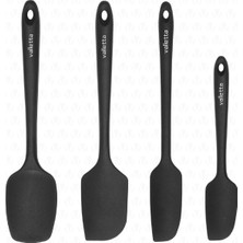 Özbience Yüksek Kaliteli Isıya Dayanıklı Silikon Spatula Seti, 4 Parça Siyah