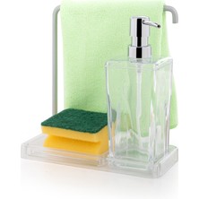 Özbience Paslanmaz Aluminyum Şeffaf Bez Askılı Mutfak Sıvı Sabunluk