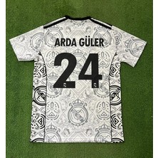 Real Madrid Özel Tasarım Kısa Kol Beyaz Siyah Renk Logolu Forma