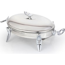 Özbience Silver Mum Isıtıcılı Oval Yemek Servis Seti, Şık ve Fonksiyonel Tasarım