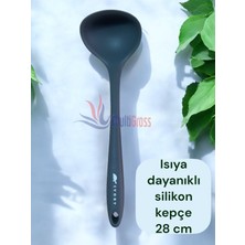Özbience Silikon Kepçe 28 Cm, Isıya Dayanıklı ve Yanmaz, Dört Renk Seçeneği