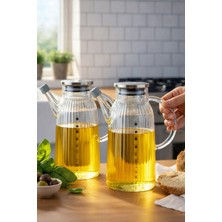 Özbience 2'li Cam Ölçülü Borosilikat Yağlık ve Sirkelik, 1000ML, Şık ve Pratik Set