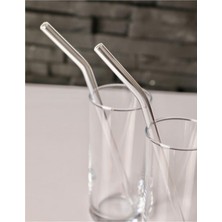 Özbience Şeffaf 2'li Cam Pipet Eğimli, Sağlıklı ve Şık Içme Aksesuarı