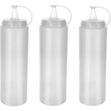 Özbience Şeffaf 700 ml Plastik Yağlık ve Sosluk Seti, 3'lü, Pratik ve Şık Tasarım