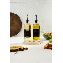 Özbience 2'li 500ML Cam Yağlık ve Sirkelik Seti, Paslanmaz Çelik Başlıklı, 3 Etiketli