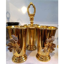 Özbience 3'lü Şık Kaşıklık Seti, Altın ve Kelebek Detaylı, Zarif Tasarım