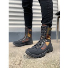 Zapatos JY999 Strike Bağcıklı Ortopedik Taban Siyah/haki Suni Deri Erkek Askeri Bot Suya Dayanıklı