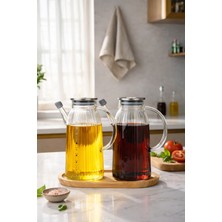 Özbience Standlı 3 Parça Cam Ölçülü Borosilikat Yağlık ve Sirkelik Seti