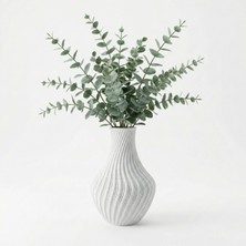 Atatuğ Hediyelik Beyaz Mermer Dokulu Spiral Tasarım Dekoratif Vazo ve Saksı - Modern 3D Baskı (20X13 Cm)